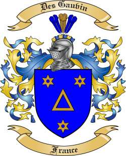 French Des Gavin Family Crest